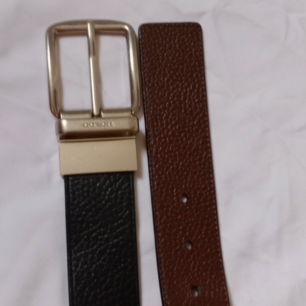 Coach Black and Brown Leather Reversible Belt, Size 36 - Picture 7 of 9